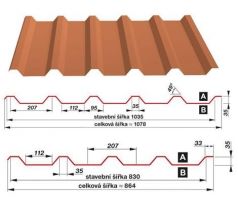 Trapézový plech SAT35 Trend PE25 RAL 8017 hnědá lesk, prolis